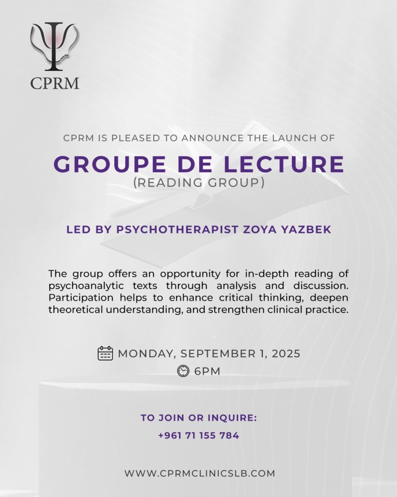 CPRM IS PLEASED TO ANNOUNCE THE LAUNCH OFGROUPE DE LECTURE(READING GROUP)